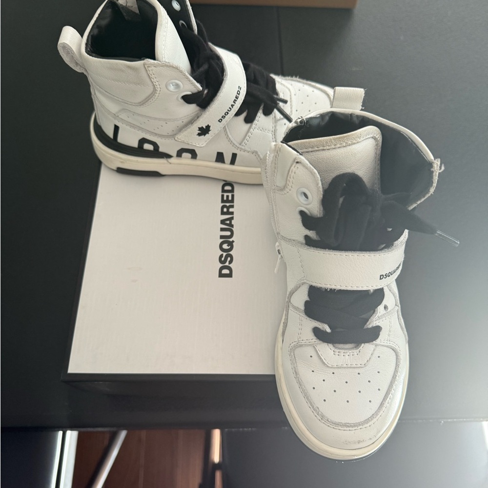 DSQUARED2 White and Black Kids Sneakers